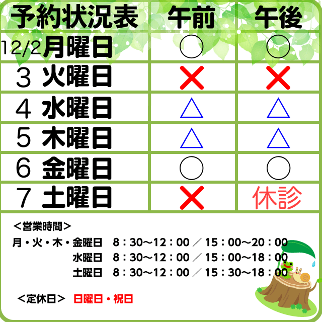 12/2-7予約状況